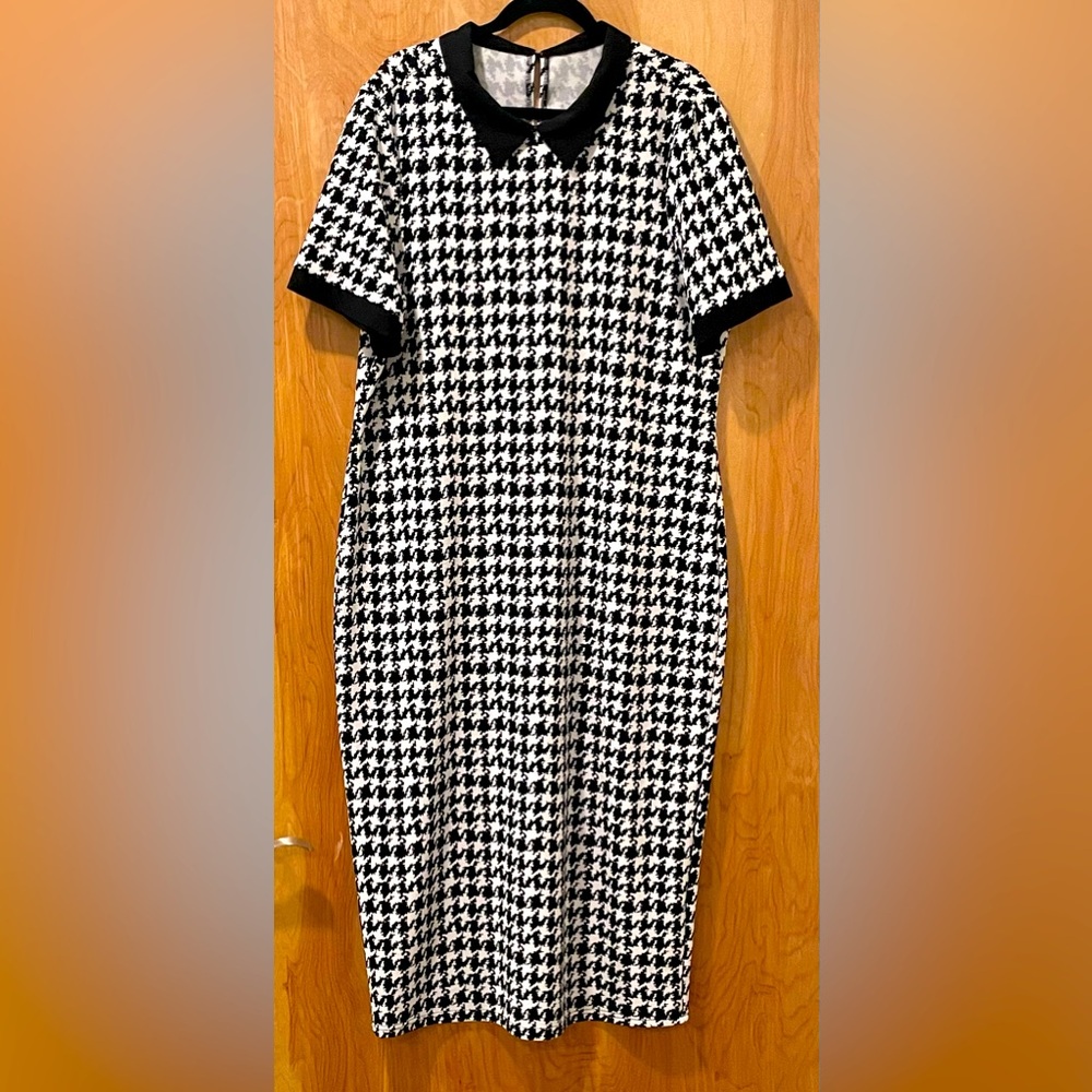 SHEIN Houndstooth Midi Dress